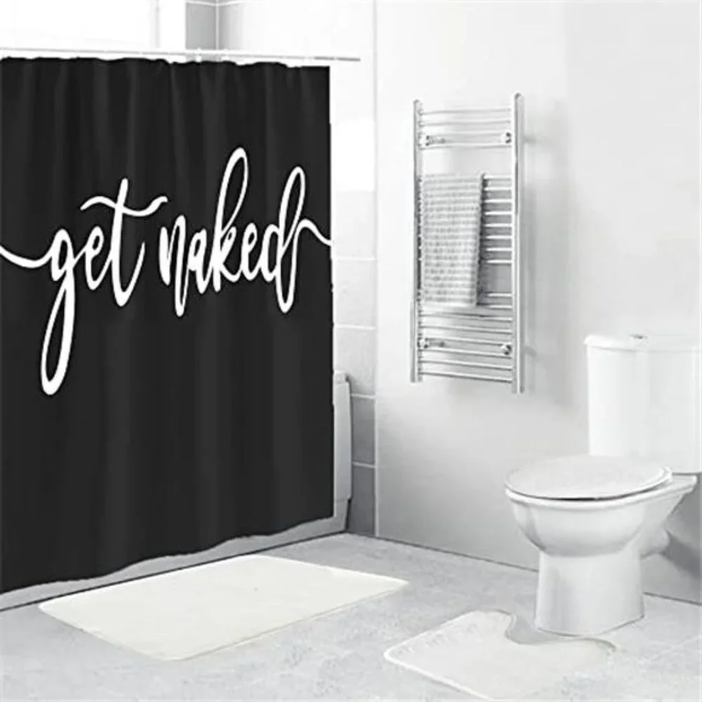 70x70 inches Get Shower Curtain Set Funny Quote Durable Waterproof Polyester